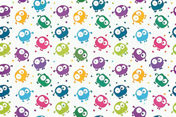 Colorful cute monster seamless pattern background.