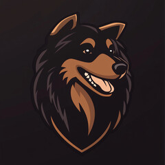 Naklejka premium Modern Logo Design Featuring a Belgian Sheep Dog in a Pale Color Palette Perfect for Pet Lovers and Dog Enthusiasts Seeking Unique and Stylish Branding Options