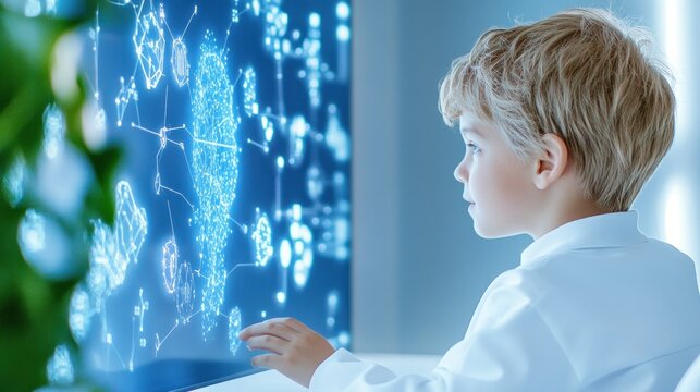 Child Engaged With Futuristic Technology Interface