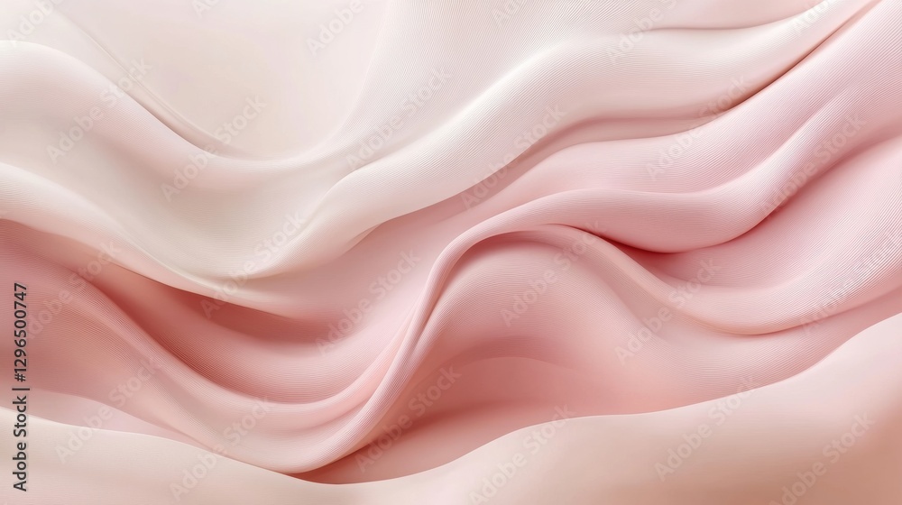 Poster soft pink and cream fabric draping gracefully with gentle waves and folds creating an elegant textur