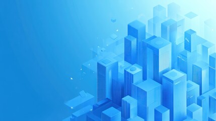 Fototapeta premium Abstract blue city skyline, digital art, technology background