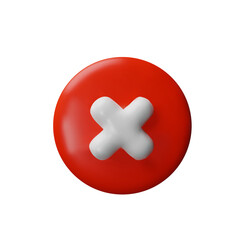 Fototapeta premium 3d render cancel checkbox. Three-dimensional vector illustration of NO solution. Wrong checklist or reject sign. Checkout badge of voting or examining. Graphic symbol of fail verification