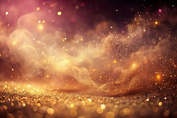 Golden Pink Fog, Glitter Background, Mystical Haze, Abstract Dust, Vapor Ink Animation Stock Photo