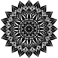 create a mandala silhouette vector icon design with a white background