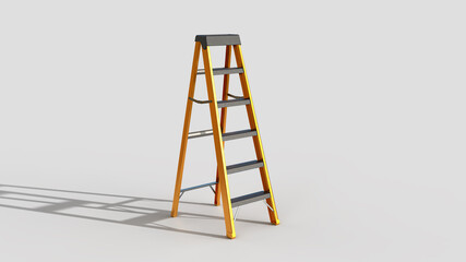 orange metal ladder with black rungs against a white backdrop © CasalDesign