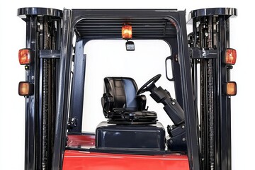 Part of a forklift in the form of a wheel and a pitchfork with a , isolated on white background,  , copy space for text,
