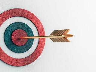 A close-up of a target with an arrow hitting the bullseye, symbolizing success and achievement in goal setting.
