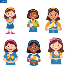 girls hold flower her hand