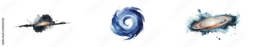 Poster a lone galaxy positioned on a transparent white background, complete with a clipping path
