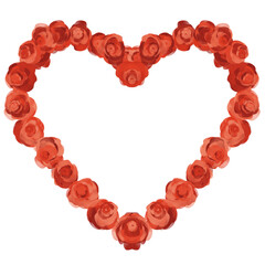 Detailed Cartoon Drawing of a Red Heart-Shaped Flower Bouquet, Symbol of Love and Romance, Perfect for Valentine's Day, on a Clean White Background