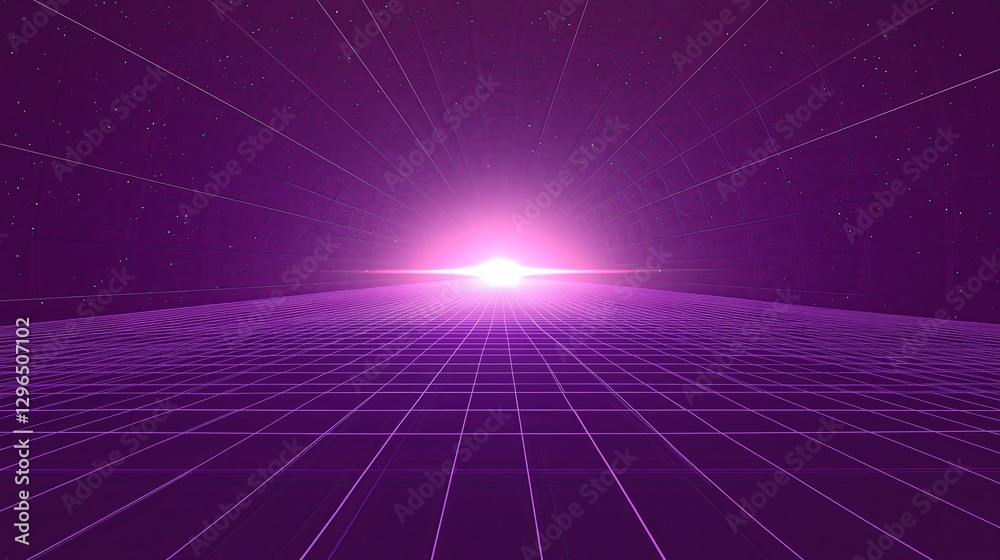 Poster A digital-style grid fading into a futuristic void