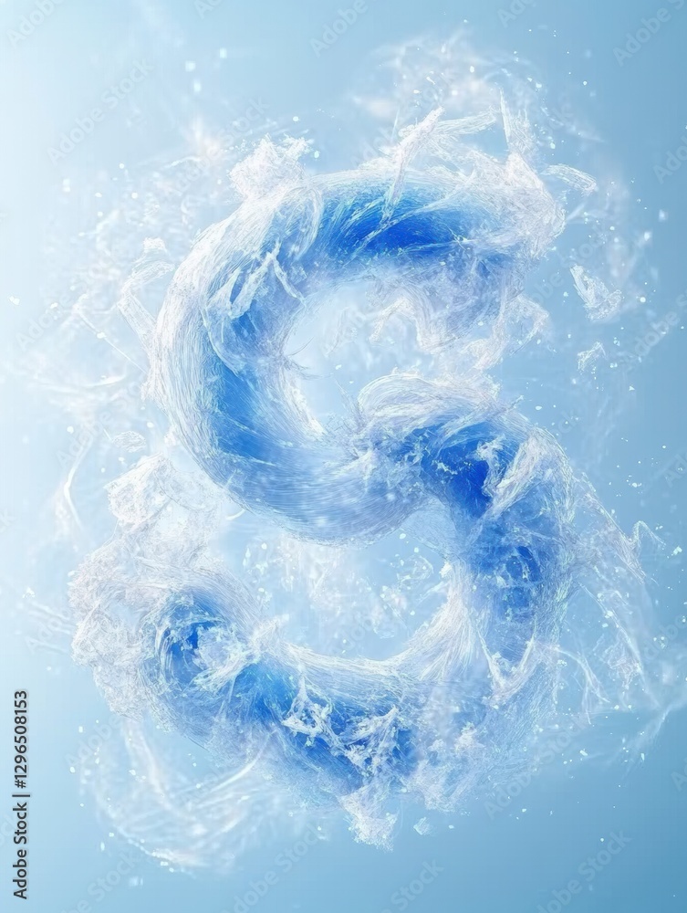 Fototapete water flows in dynamic shape resembling the letter g against a soft blue background. generative ai