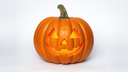 Spooky Halloween Pumpkin with a Friendly Face and Glowing Light