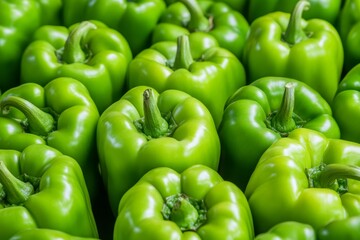 A creative composition of green peppers forming a natural food art design