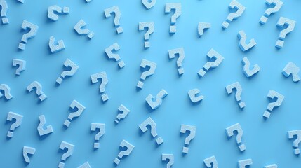 Light Blue 3D Question Marks Pattern on Solid Background