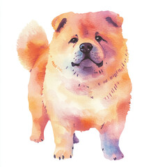 Naklejka na ściany i meble Chow Chow Dog Watercolor Illustration with Vibrant Colors Soft Brush Strokes and Artistic Flair Perfect for Pet Lovers Home Decor and Unique Gifts for Dog Enthusiasts