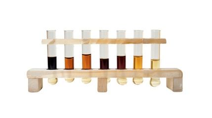 Fototapeta premium Test tubes with colored liquids showing a gradient on transparent background