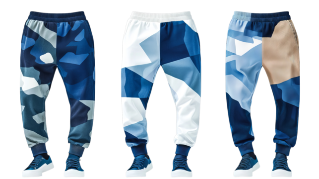 Png of Stylish Camouflage Joggers with Modern Abstract Prints on transparent background. - Powered by Adobe