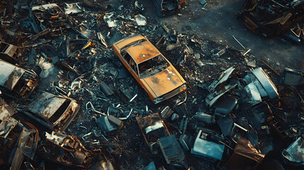 junkyard filled with dismantled robot parts, the remnants of an abandoned robotic era 