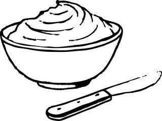 Delicious chocolate mousse in bowl with spoon ready to serve