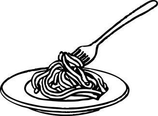 Delicious gourmet pasta served on plate with fork ready to enjoy