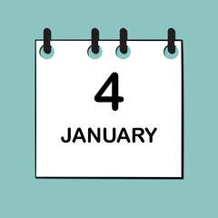 January 4. Daily Calendar icon for design. Simple design for business brochure, flyer, print media, advertisement. Easily editable.