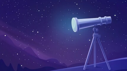 Telescope Observing Starry Night Sky Illustration for Astronomy and Science