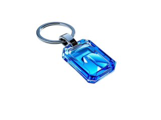 keychain with blue gem