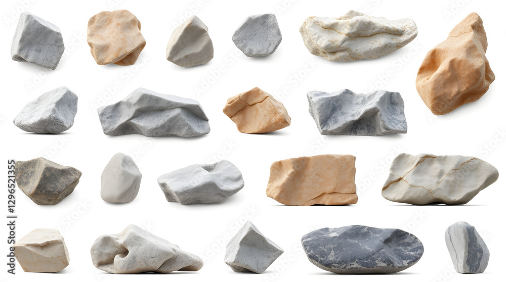 Aufkleber a collection of various rocks and stones of different shapes and sizes, and colors. the rocks look v