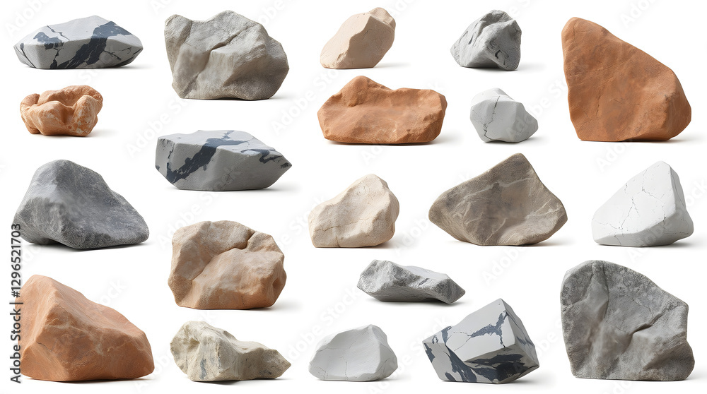 Poster a collection of different rock with various sizes and shapes