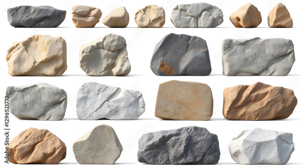 Aufkleber a collection of various rocks, each with unique textures and colors, carefully arranged