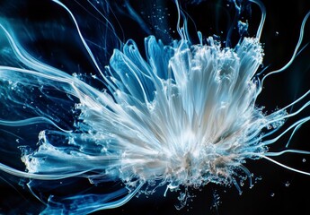 Obraz premium Ethereal White Jellyfish Emitting Bioluminescent Glow in Ocean