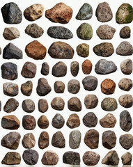 A collection of assorted rocks of varying sizes, shapes, and colors