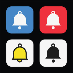 Notification Bell Icon Set in Flat Design Style

