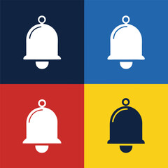 Notification Bell Icon Set in Flat Design Style


