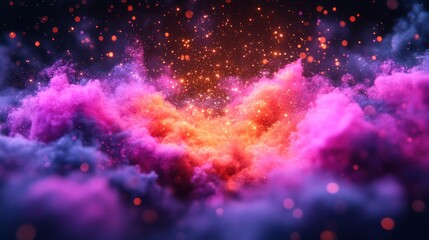 Obraz premium Vibrant nebula with glowing particles.