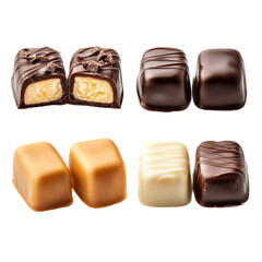 chocolate candies isolated on white background