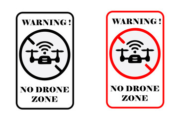 No drone zone sign. No drones icon vector. Flights with drone prohibited.