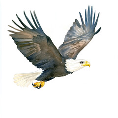 Obraz premium Majestic Eagle Soars High in the Clear Blue Sky Minimalist Isolated Image Capturing the Freedom and Grace of Nature's Most Powerful Bird in Flight