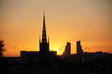 Obraz premium Rathaus von Stockholm bei Sonnenuntergang