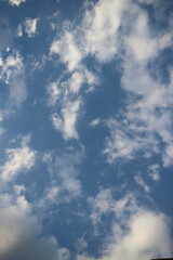 Summer blue sky cloud gradient light white background. Gloomy vivid cyan landscape in environment day horizon skyline view spring wind