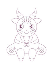 Astrological Zodiac Symbol with Detailed Patterns – Adult Coloring Page on White Background