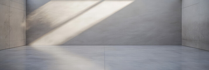 Obraz premium Minimalist interior with natural light casting shadows on concrete walls and floor