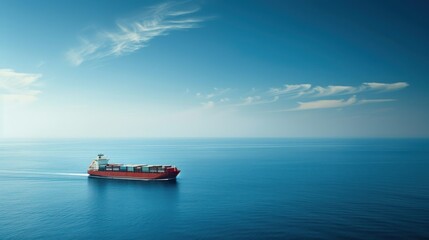 Cargo Ship Sailing on the Open Sea