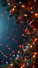 A festive Christmas tree decorated with colorful twinkling lights