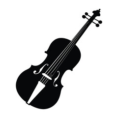 Violin silhouette vector art illustration.