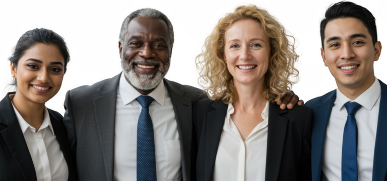 Successful diverse business team portrait Confident professionals smiling together