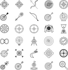 Target Icons Archery, Goals, Aim, Success, Achievement, Strategy, Vision, Time, Focus, Results