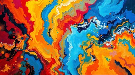 Art abstract bold acrylic painting of a wave