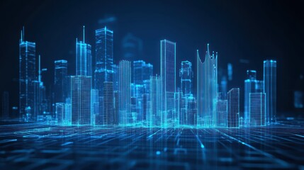 Fototapeta premium Digital Cityscape - Futuristic Architecture